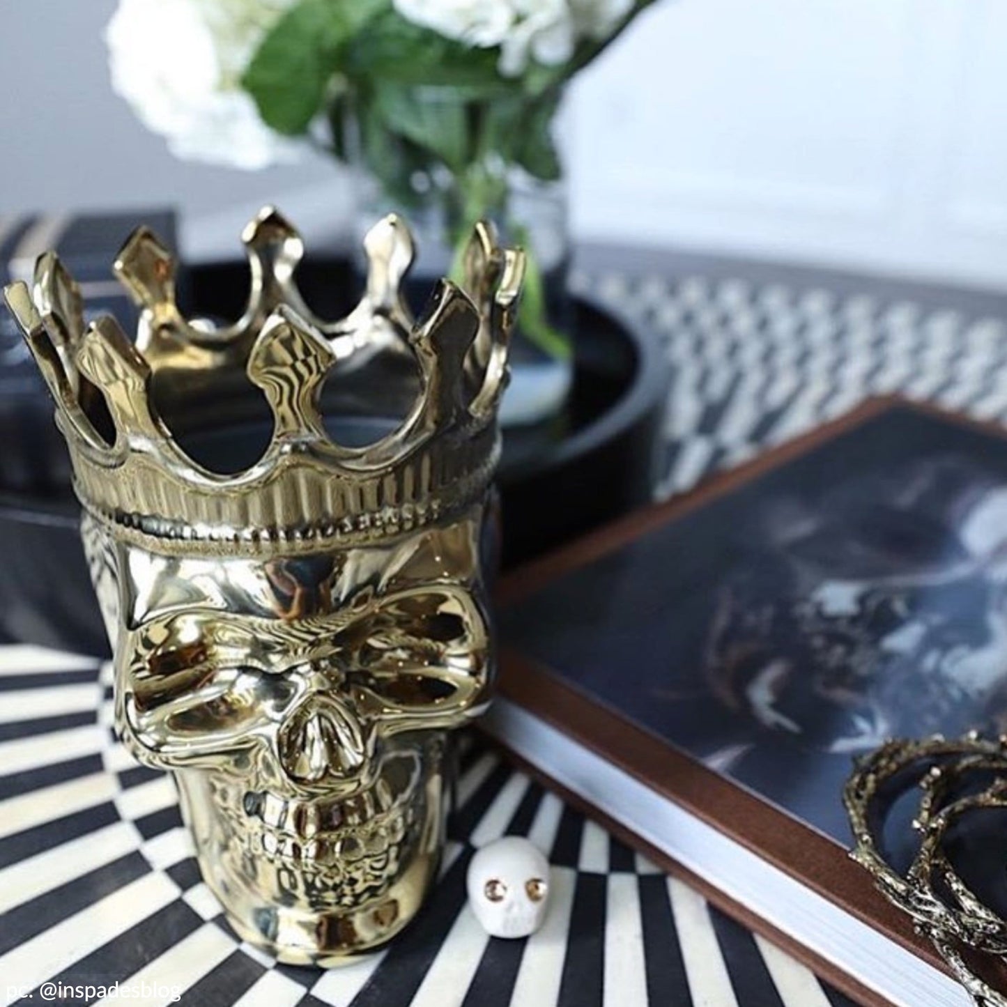 Thompson Ferrier - Gold Bonaparte Skull in Wood Charnel