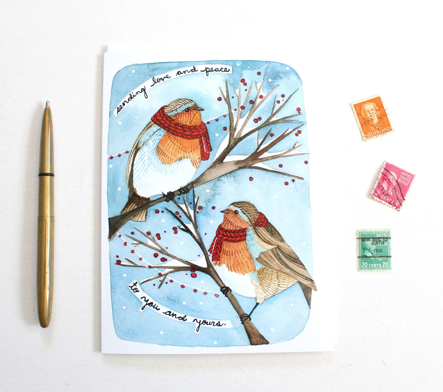 michele maule - Holiday Card - Winter Robins