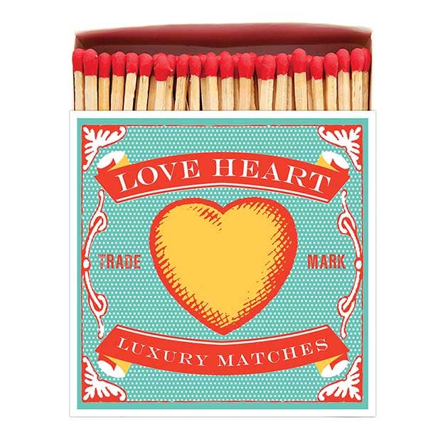 Archivist Gallery - Love Heart Square Matchbox - 4x4 - 125 matches