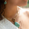 Abby Blue Turquoise and Golden Bronze Pendant Necklace