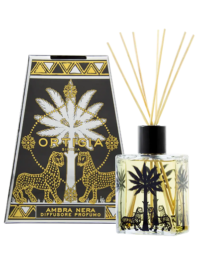 ORTIGIA Sicilia Diffuser Experience the subtle and continuous scent of ORTIGIA Sicilia Diffuser. With natural reeds and a lovely signature bottle, this diffuser is the perfect way to add a touch of fragrance to any room. Choose from scents such as AMBRA N