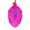 BestPysanky - Diamond Flowers on Pink Glass Egg Ornament