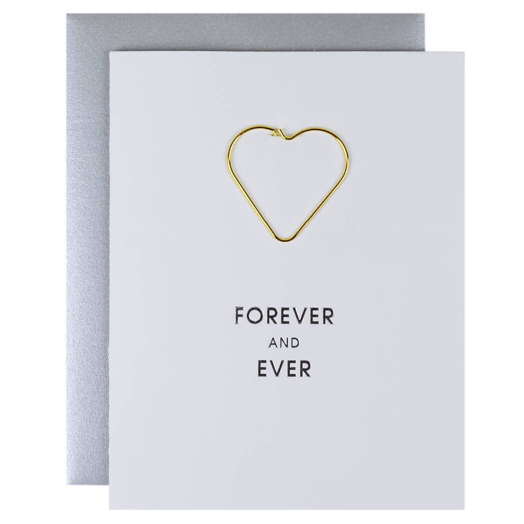 Chez Gagné - Forever and Ever Heart Paper Clip Letterpress Greeting Card