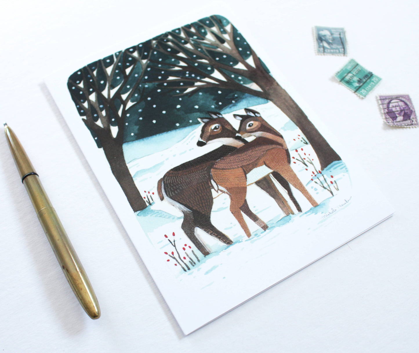 michele maule - Holiday Card - Winter Deer