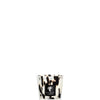 Baobab Collection black and white candle in transparent hand-blown glass, featuring Black Pearls scent.