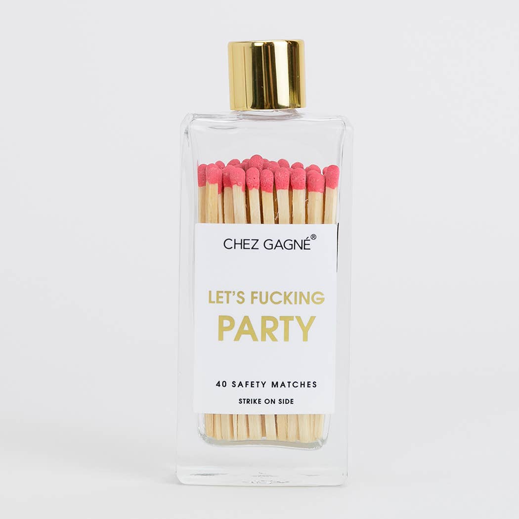 Chez Gagné - Let's Fucking Party Matches - Glass Bottle Matchsticks - Coral