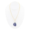 Blue Lapis Slab Pendant Golden Necklace