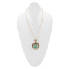 Blue Turquoise Square Golden Pendant Necklace
