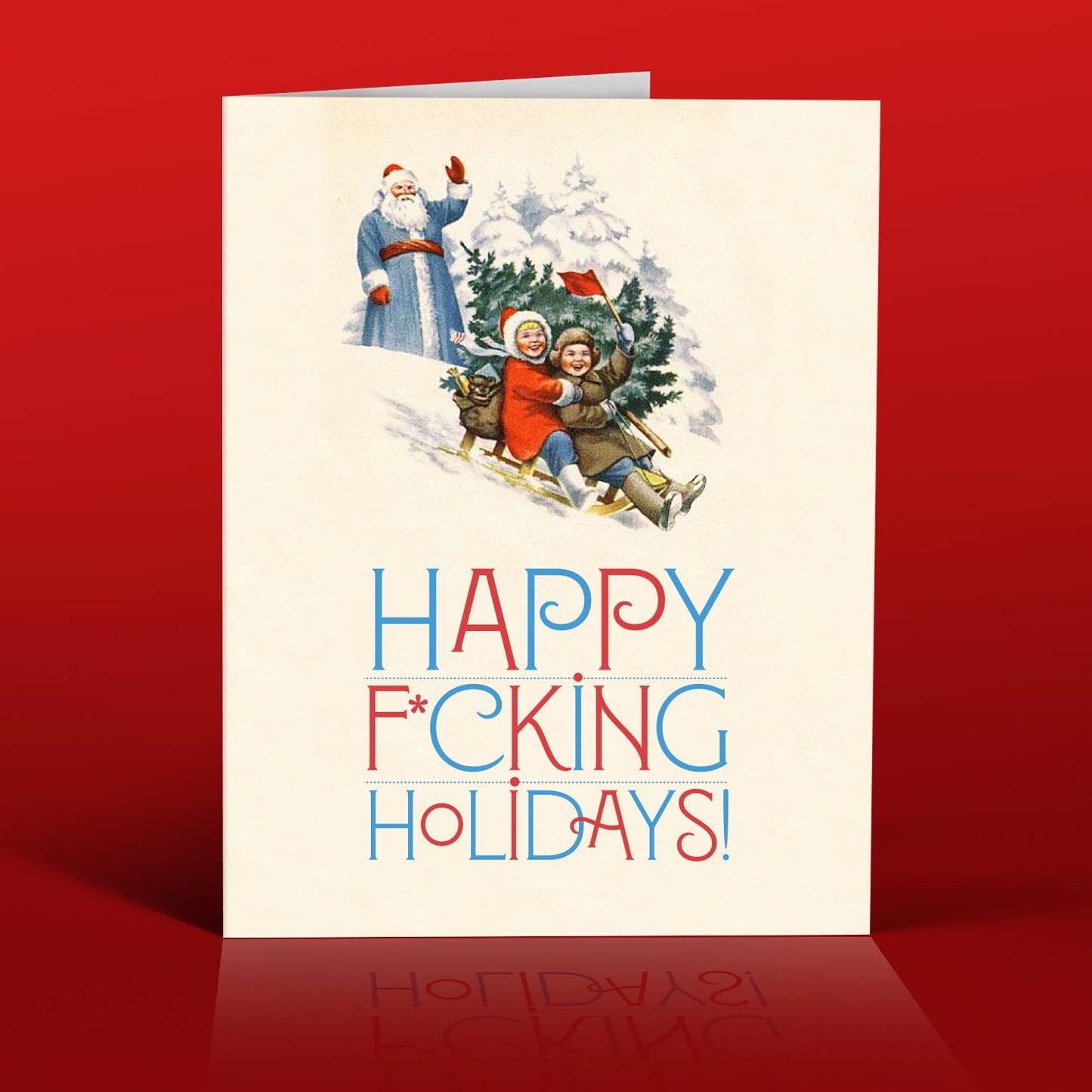 OffensiveDelightful - SANTA WAVES RED BLUE F*ING HOLIDAS christmas card