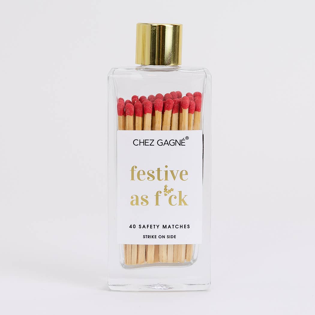 Chez Gagné - Festive As Fuck Matches - Glass Bottle Matchsticks Red