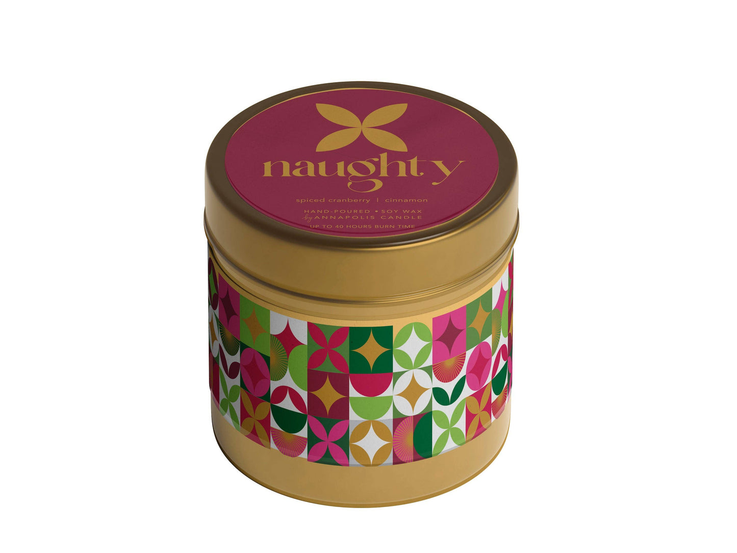 Annapolis Candle - Holiday Mood Candle - 10oz Tin: Naughty (cranberry and cinnamon)