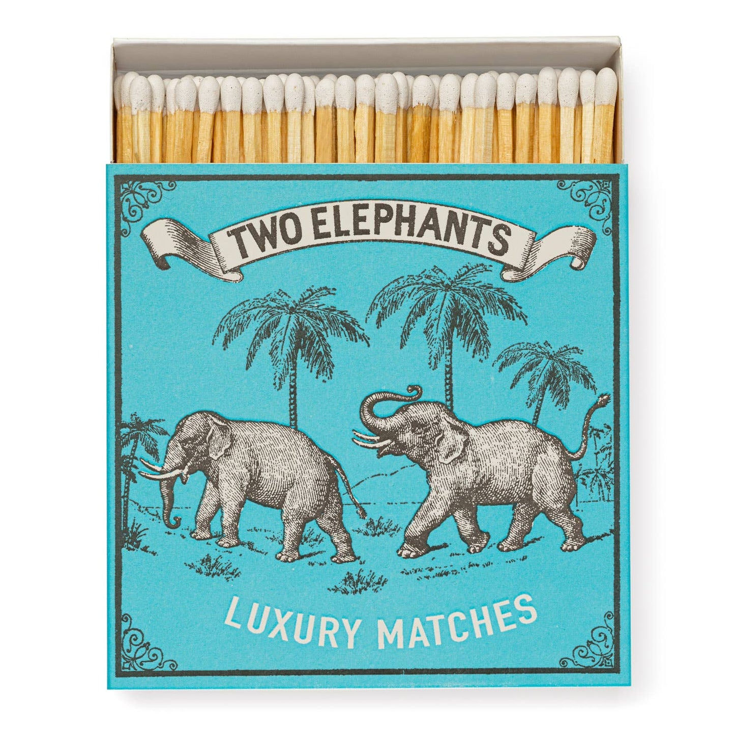 Archivist Gallery - Two Elephants Square Matchbox - 4x4 - 125 matches