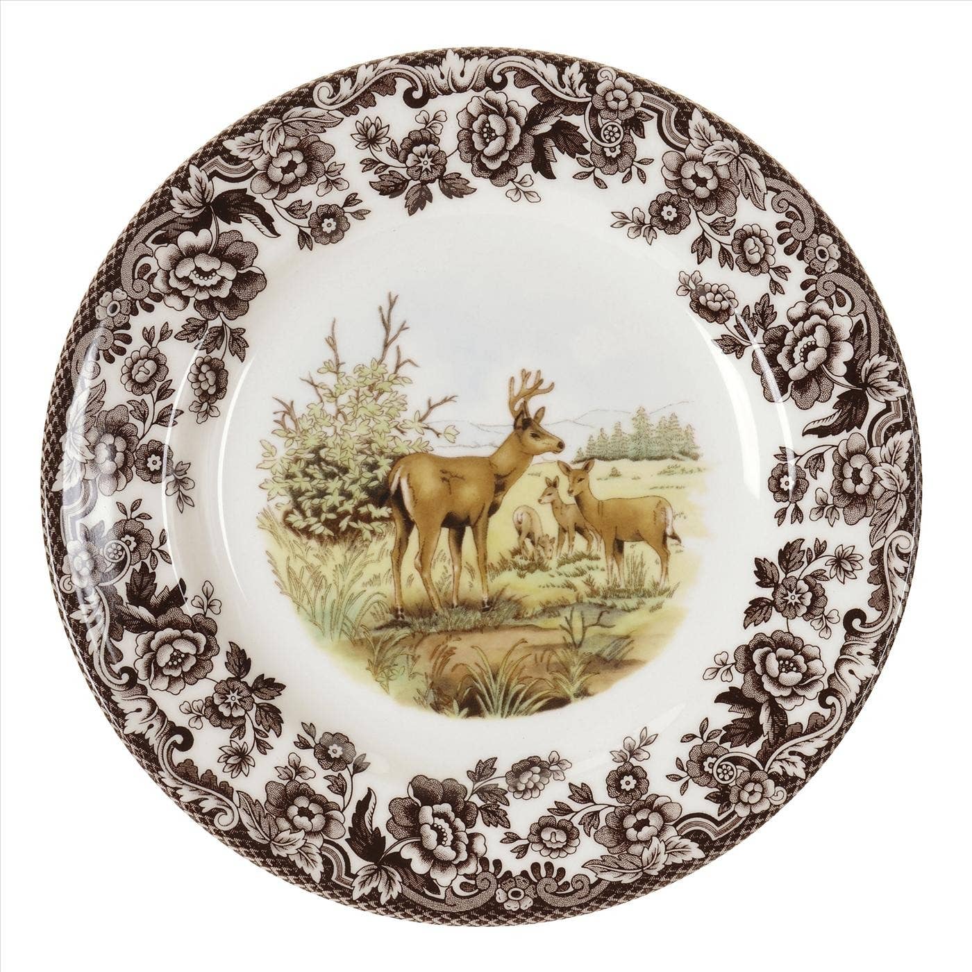 Portmeirion, Spode, Pimpernel, Wrendale Designs - Spode Woodland Salad Plate 8 inch (Mule Deer)