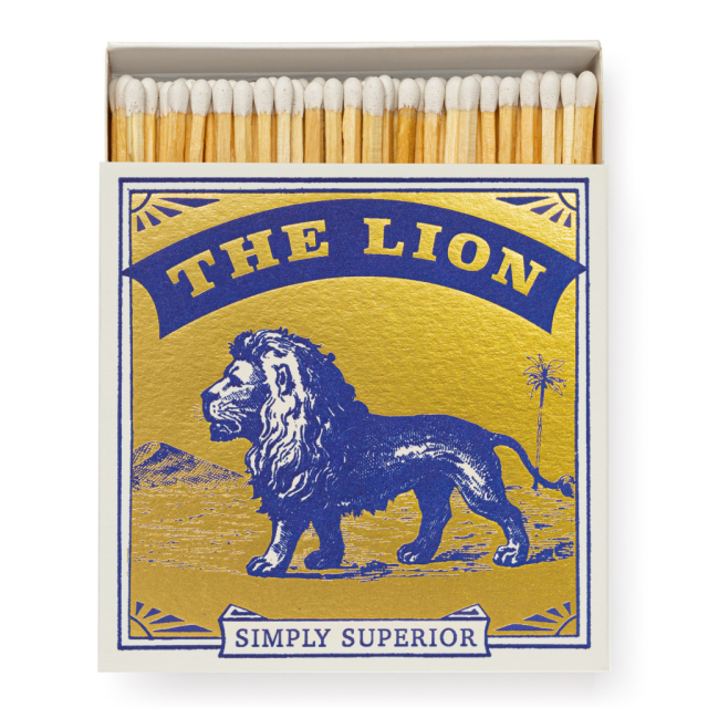 Archivist Gallery - Gold Lion Square Matchbox - 4x4 - 125 matches