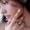 Dalmatian Jasper Multi Color Stone Golden Ring