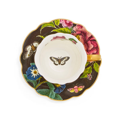 Spode - Creatures of Curiosity Dark Floral Teacup and Saucer: (Snake/Black)