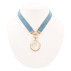 Blue Denim Dreams White Mother of Pearl Ribbon Necklace