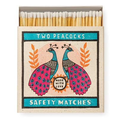 Archivist Gallery - Two Peacocks Square Matchbox - 4x4 - 125 matches