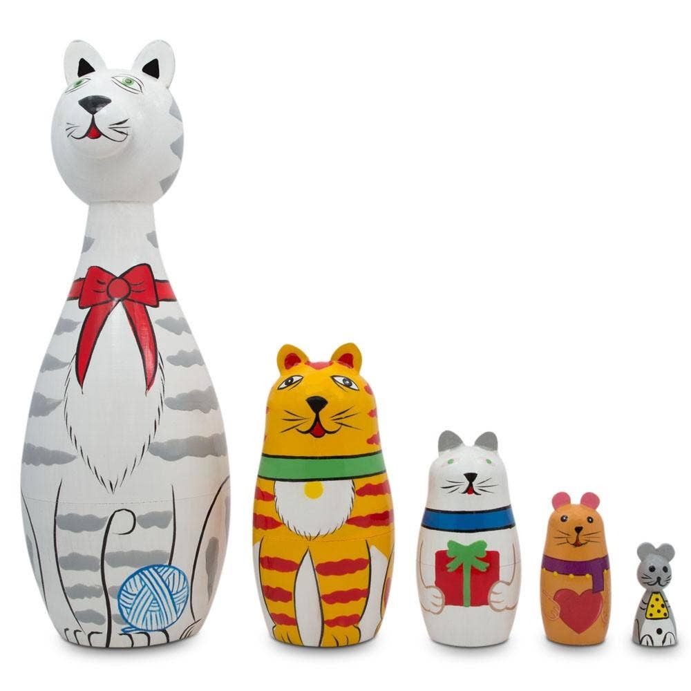 BestPysanky - Tabby, Siamese, Maine Coon Wooden Nesting Dolls