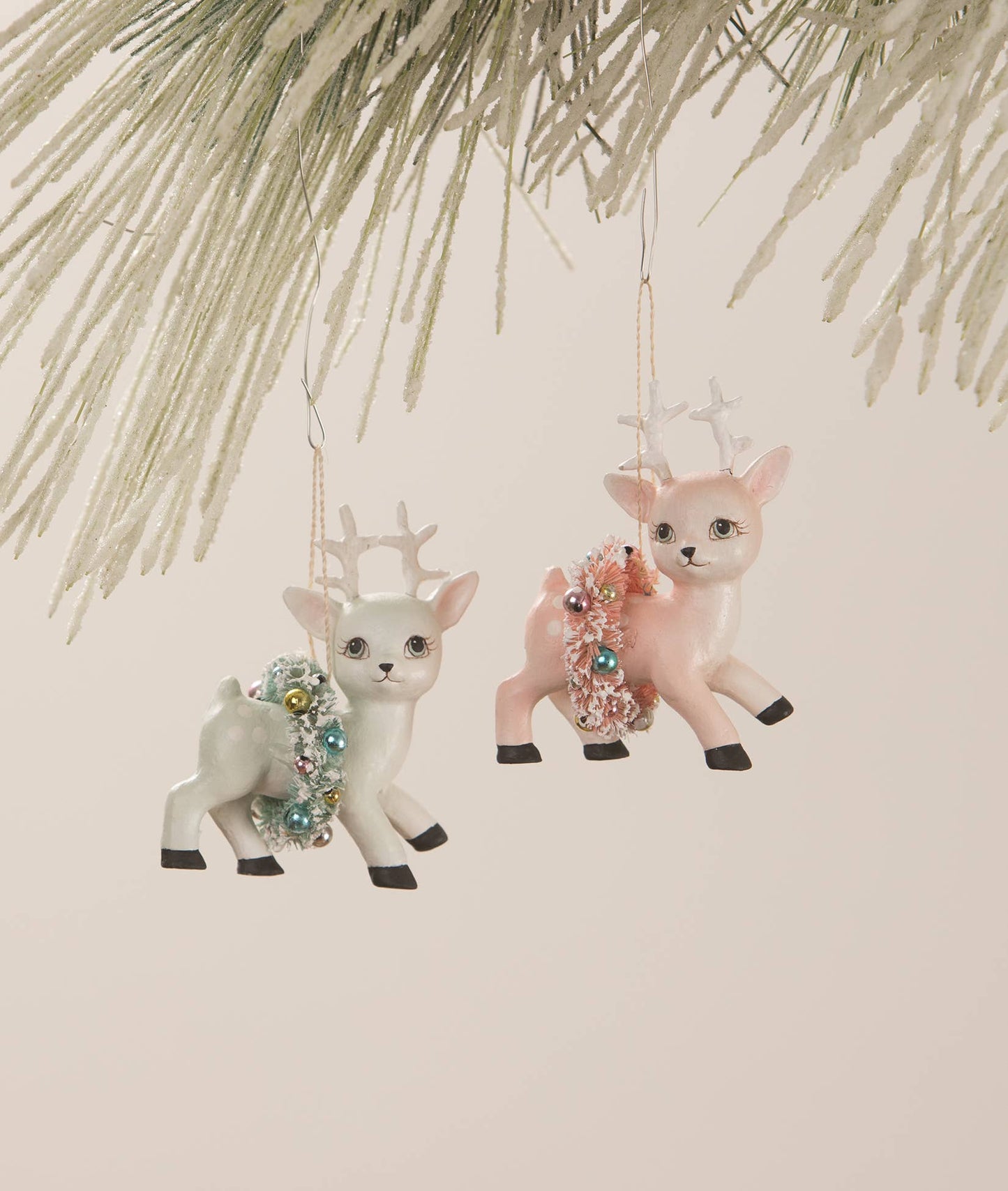 Bethany Lowe Designs - Blue Reindeer with Wreath Ornament