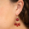 Filigreed Merlot Red Quartz Golden Drop Earrongs