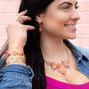 Multi Shape Orange Sponge Coral Pendant Gold Necklace