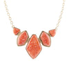 Multi Shape Orange Sponge Coral Pendant Gold Necklace