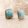 Roped Blue Turquoise Golden Clip Earrings