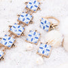 Santorini Blue and White Tile Golden Statement Ring