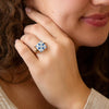 Santorini Blue and White Tile Golden Statement Ring