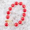 Scardale Red Shell Pearl Golden Toggle Bracelet