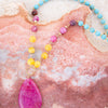 St. Augustine Pink Agate Golden Pendant Necklace