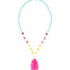 St. Augustine Pink Agate Golden Pendant Necklace