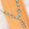 Talavera Tile and Blue Turquoise Golden Y-Neck Necklace