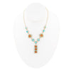 Talavera Tile and Blue Turquoise Golden Y-Neck Necklace