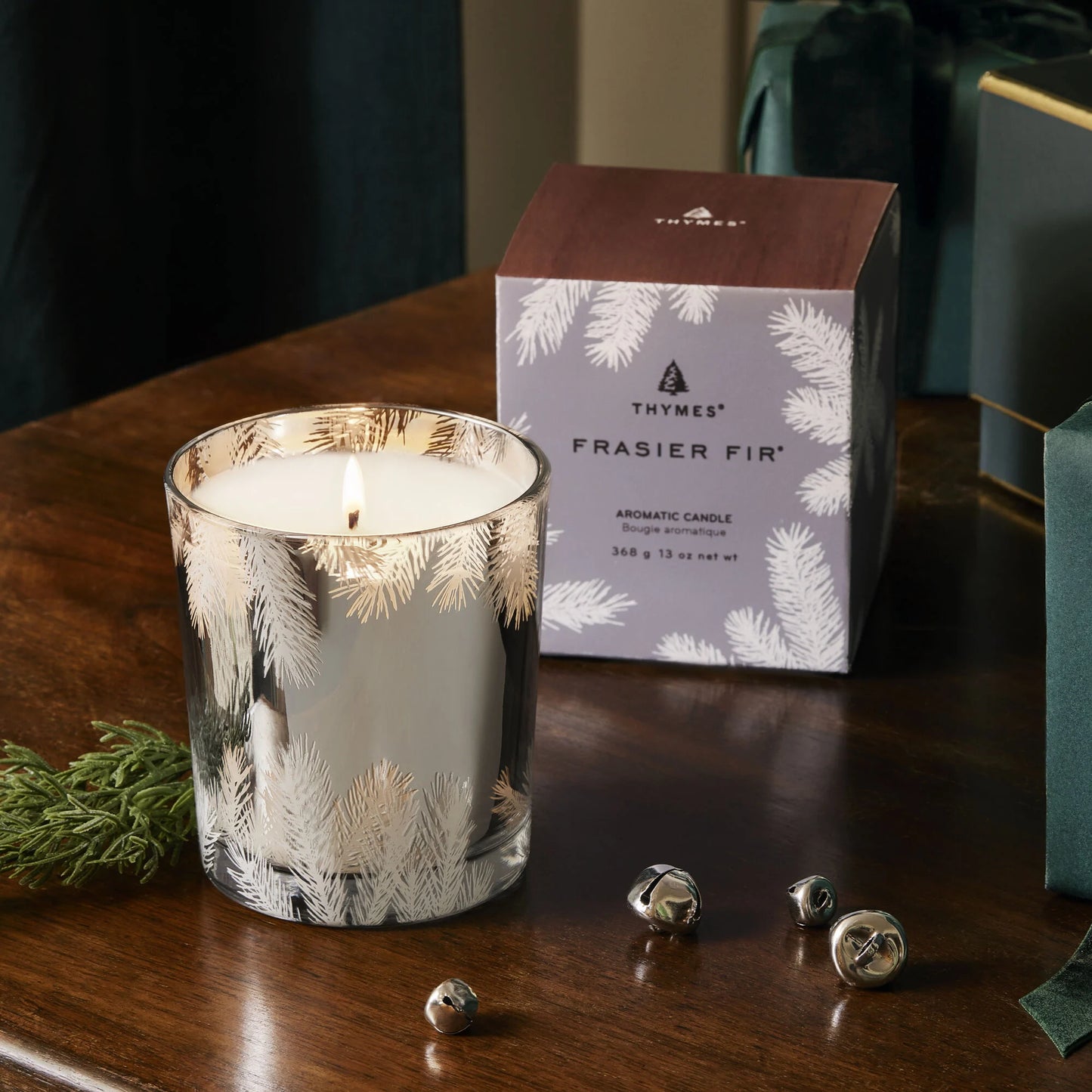 THYMES - Frasier Fir Poured Candle, 13 oz Silver