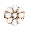White Hibiscus Mother of Pearl and Golden Ring