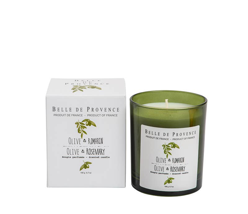 Belle De Provence Olive & Rosemary Scented Candle - 6 oz / 190g - Tarvos Boutique