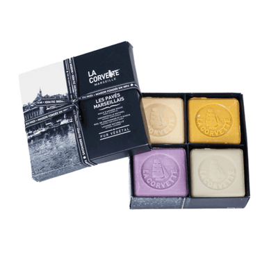 La Corvette - GIFT BOX OF 4 MARSEILLE SOAPS SQUARE - Tarvos Boutique